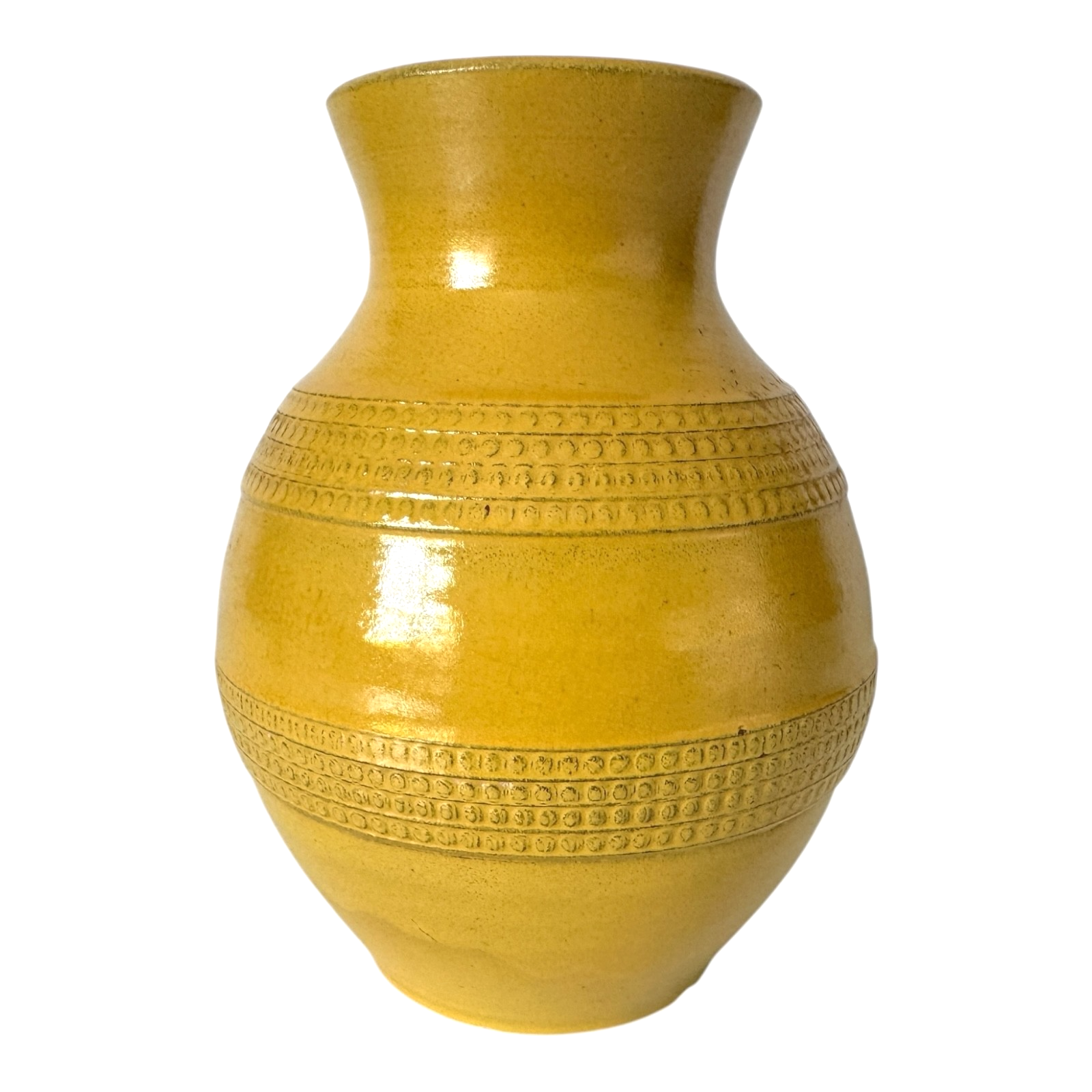 Vintage West German Pottery WGP Mustard Yellow Flower Vase