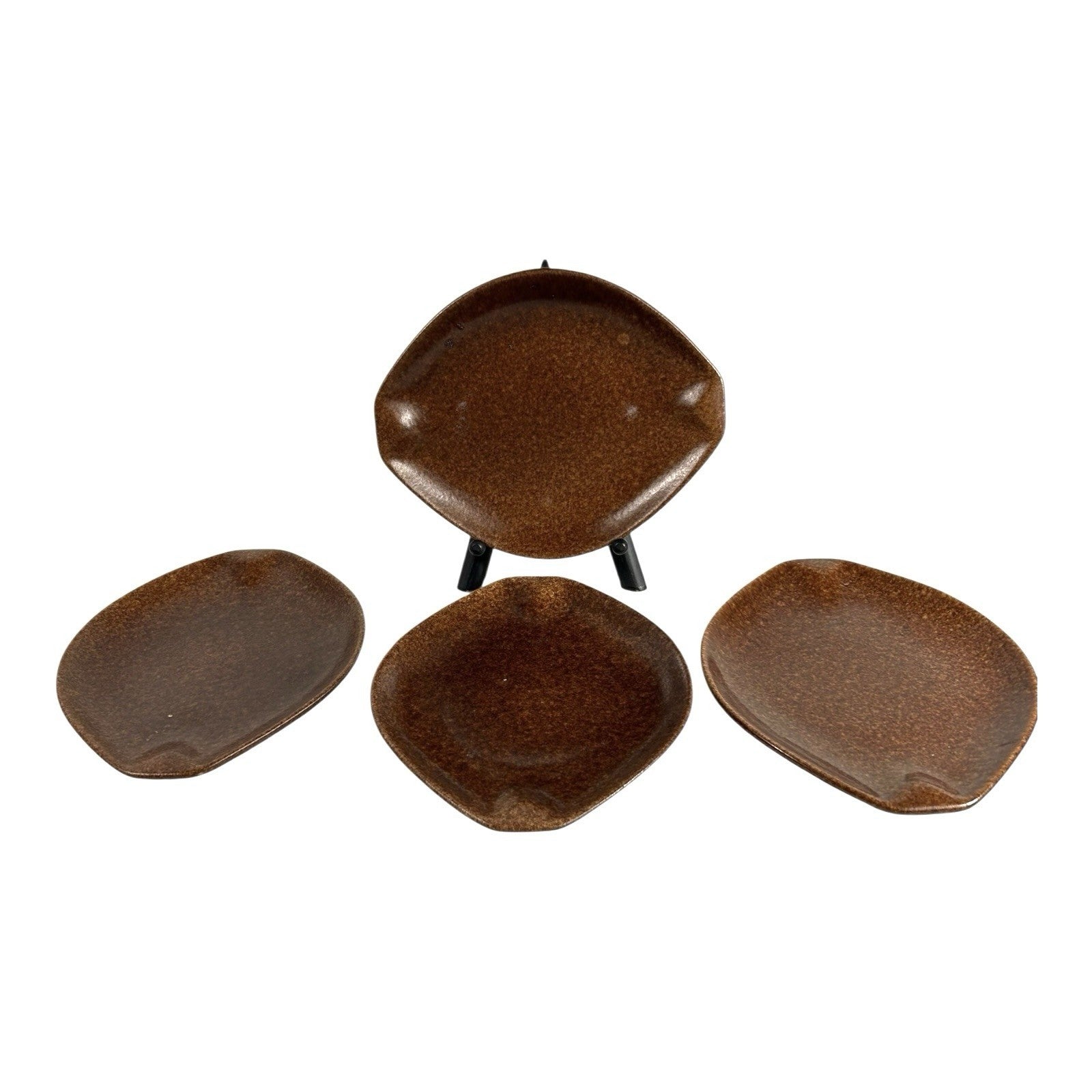 Vintage Roseville Pottery Raymor Autumn Brown Salad Plates Ben Siebel - Set of 4
