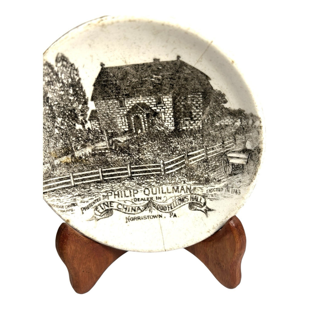 Antique Odd Fellows Fine China Advertising Dish Norristown Pennslyvania