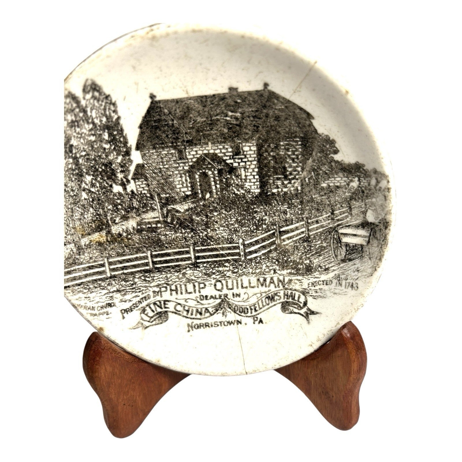 Antique Odd Fellows Fine China Advertising Dish Norristown Pennslyvania