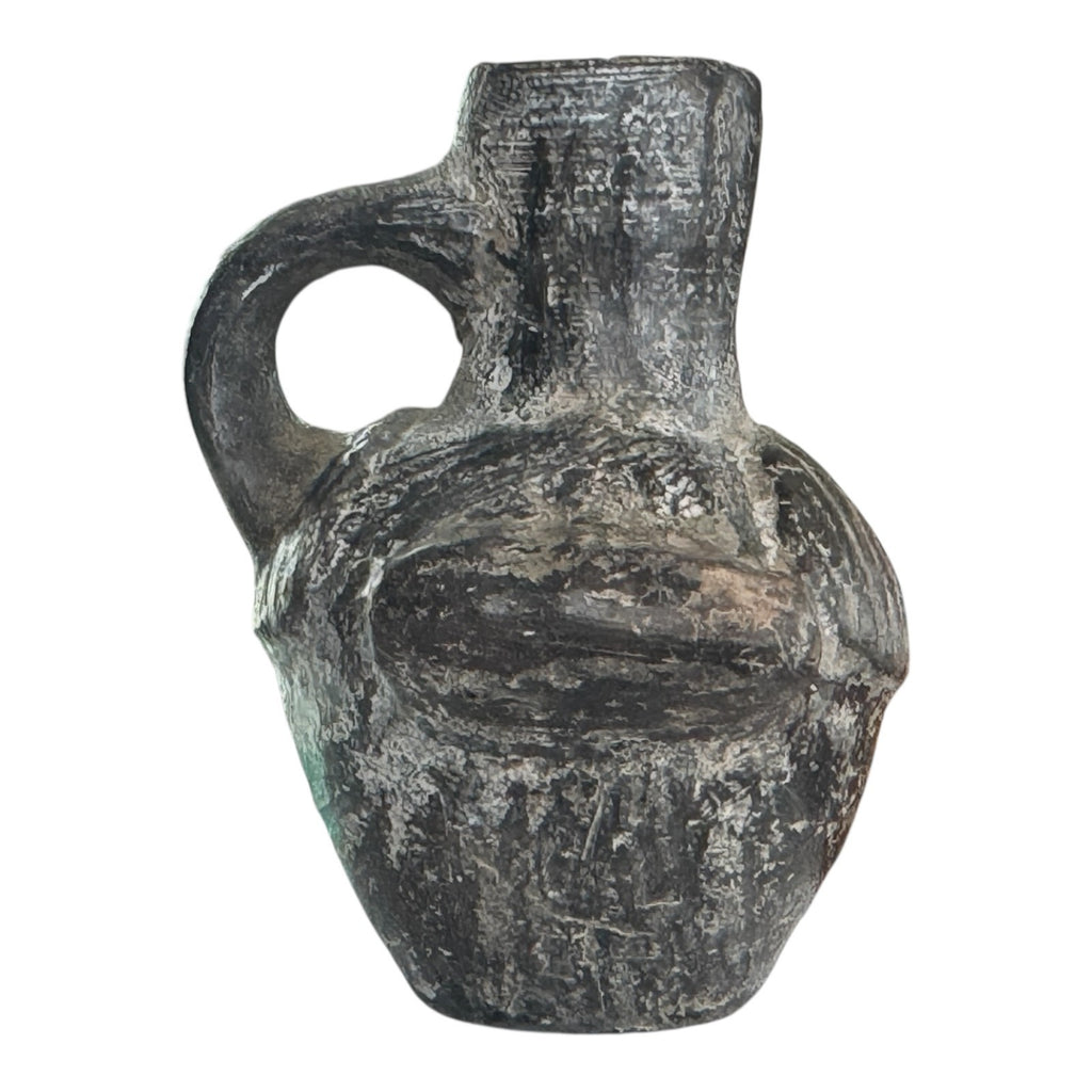 Antique Pre-Columbian Peruvian Chimú Blackware Stirrup-Spout Bird Effigy Vessel