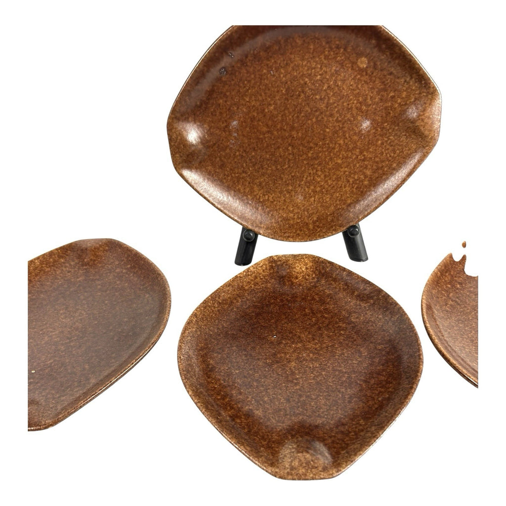 Vintage Roseville Pottery Raymor Autumn Brown Salad Plates Ben Siebel - Set of 4