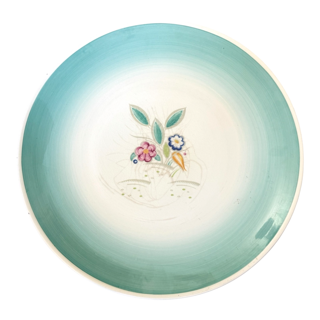 Vintage Crown Works Turquoise Floral Wall Hanging Platter by Susie Cooper - 16"