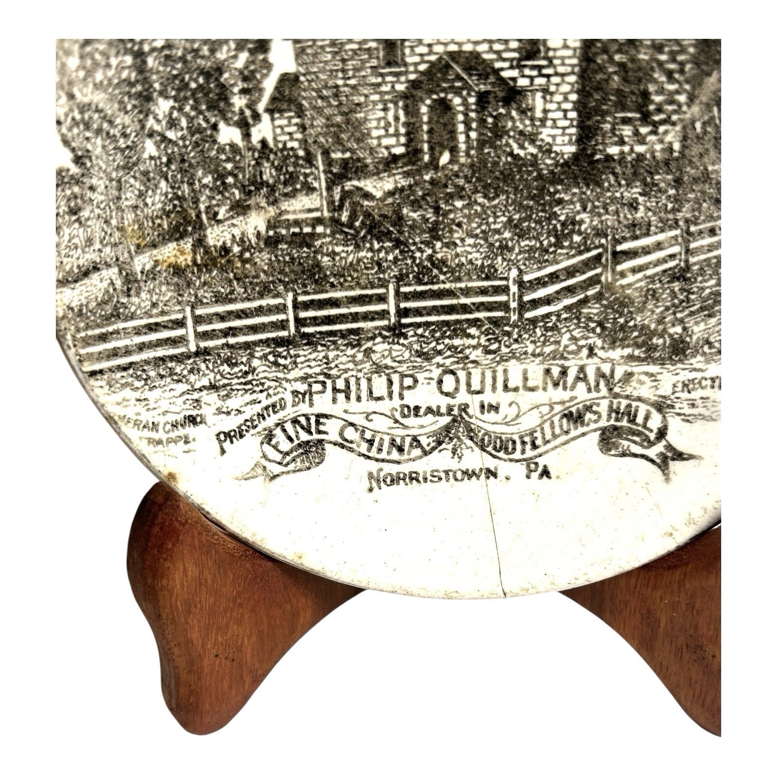 Antique Odd Fellows Fine China Advertising Dish Norristown Pennslyvania