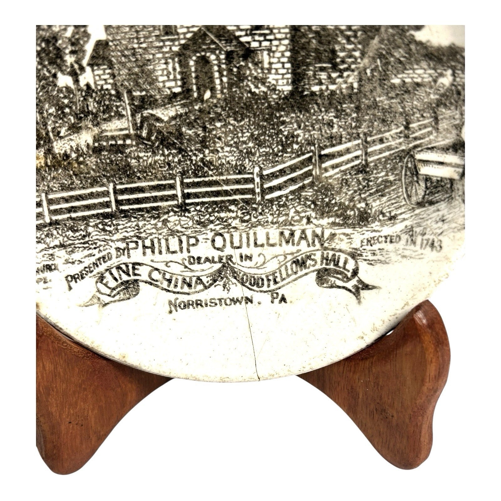 Antique Odd Fellows Fine China Advertising Dish Norristown Pennslyvania