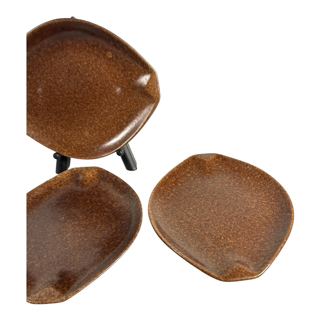 Vintage Roseville Pottery Raymor Autumn Brown Salad Plates Ben Siebel - Set of 4