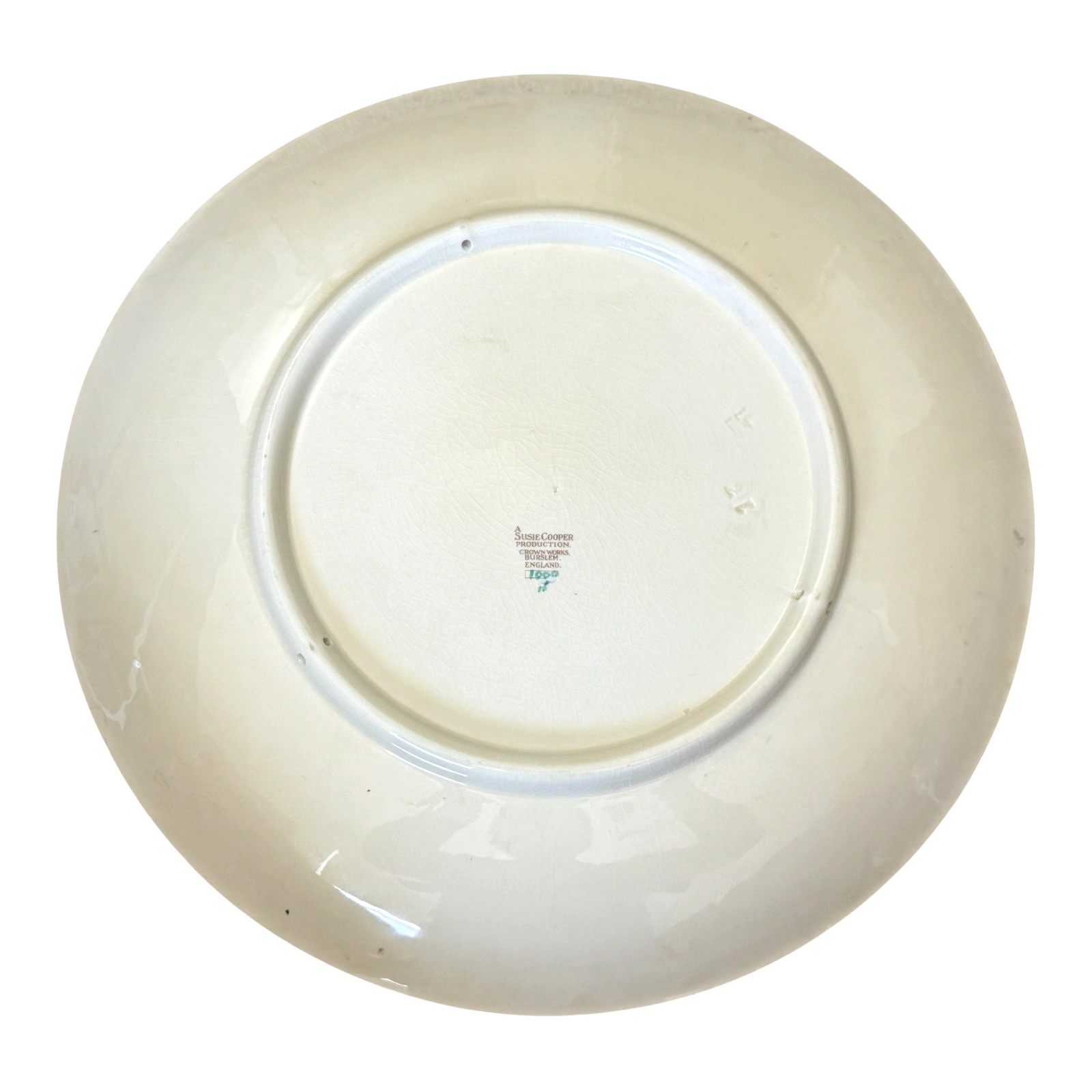 Vintage Crown Works Turquoise Floral Wall Hanging Platter by Susie Cooper - 16"