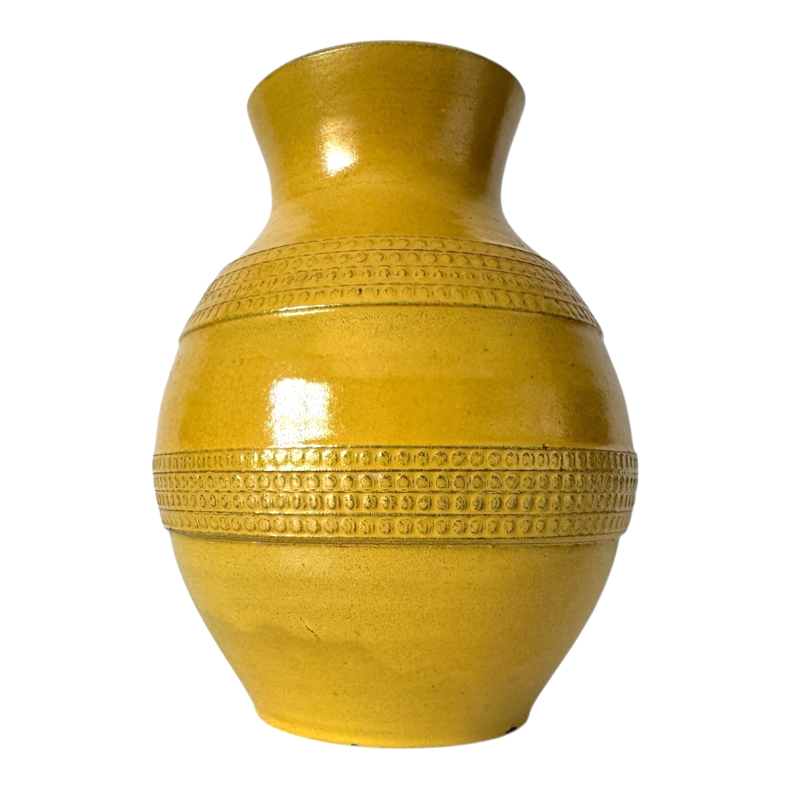 Vintage West German Pottery WGP Mustard Yellow Flower Vase