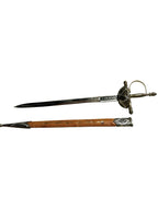 Vintage Toledo Spain Gold Silver Enamel Rapier Dagger Knife Letter Opener