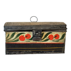 Antique Toleware Tin Painted Folk Art Document Box
