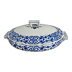 Antique Royal Vienna Porcelain Blue & White Covered Tureen - Beehive Mark