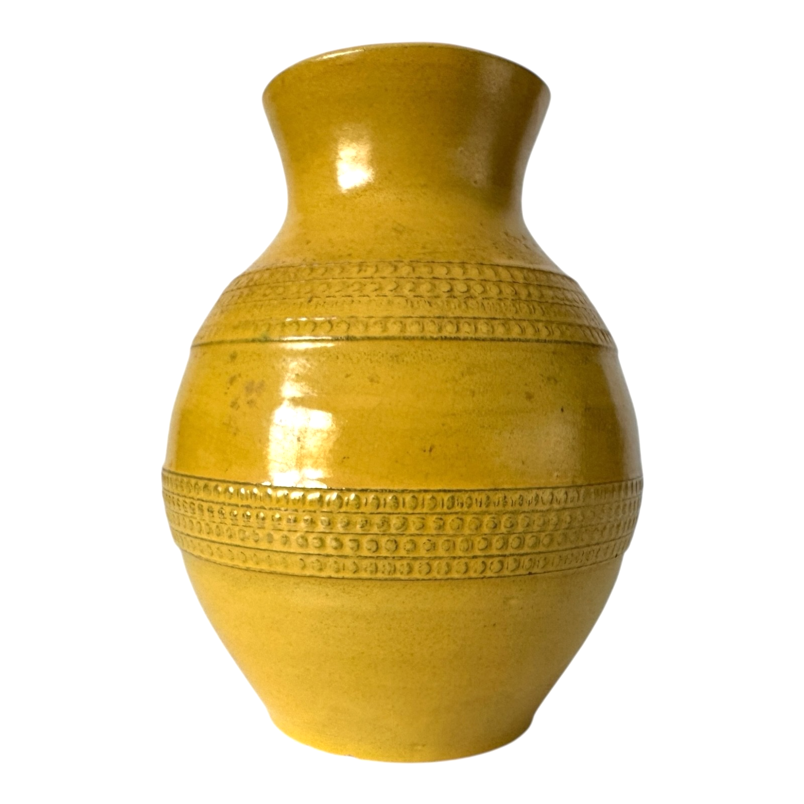 Vintage West German Pottery WGP Mustard Yellow Flower Vase