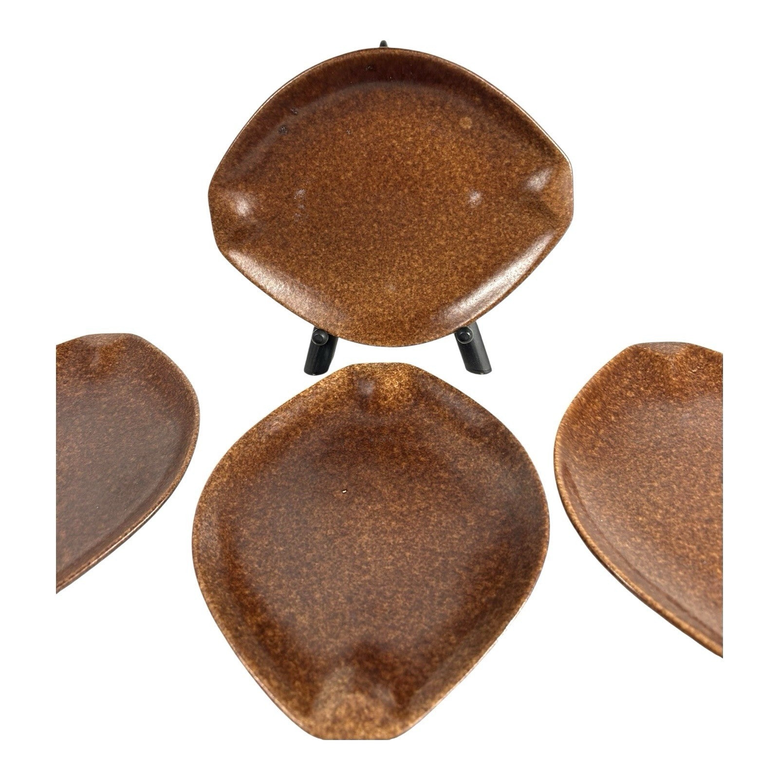 Vintage Roseville Pottery Raymor Autumn Brown Salad Plates Ben Siebel - Set of 4