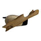 Vintage Folk Art Hand Carved Wooden Bird Sculpture Figurine on Wood Base