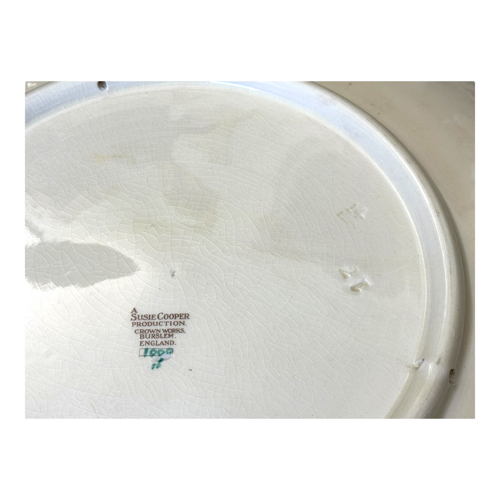 Vintage Crown Works Turquoise Floral Wall Hanging Platter by Susie Cooper - 16"