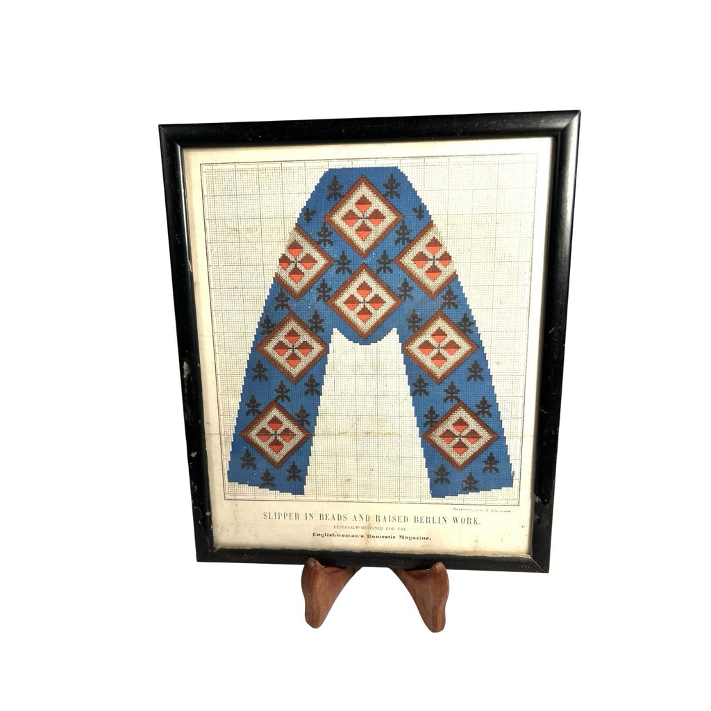 Antique Slipper in Beads and Raised Berlin Work Pattern Englishwoman's Domestic