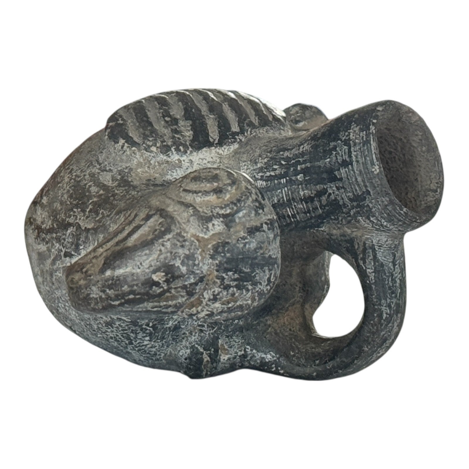Antique Pre-Columbian Peruvian Chimú Blackware Stirrup-Spout Bird Effigy Vessel