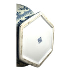 Antique Chinese Qing Dynasty 6 Sided Blue & White Floral Vase - Marked on Bottom