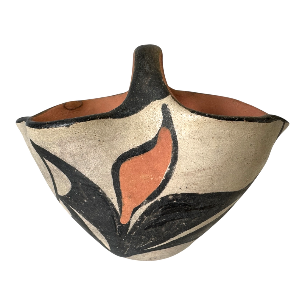 Vintage Santo Domingo Pueblo Native American Pottery Wedding Vase Basket