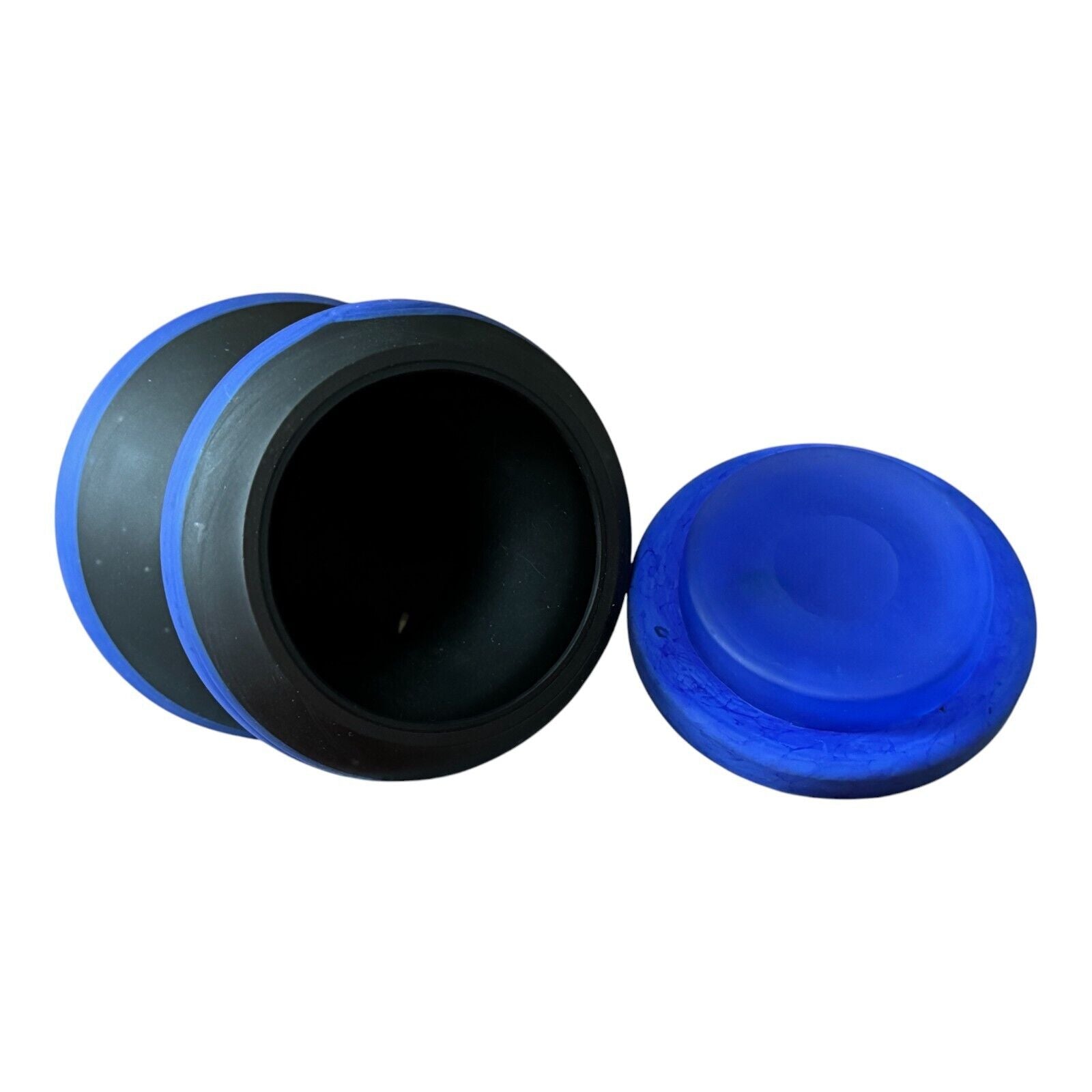 Vintage Murano Black & Blue Satin Art Glass Modernist Vases - Attr Fratelli Toso