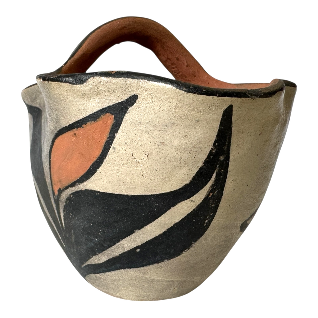 Vintage Santo Domingo Pueblo Native American Pottery Wedding Vase Basket