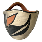Vintage Santo Domingo Pueblo Native American Pottery Wedding Vase Basket
