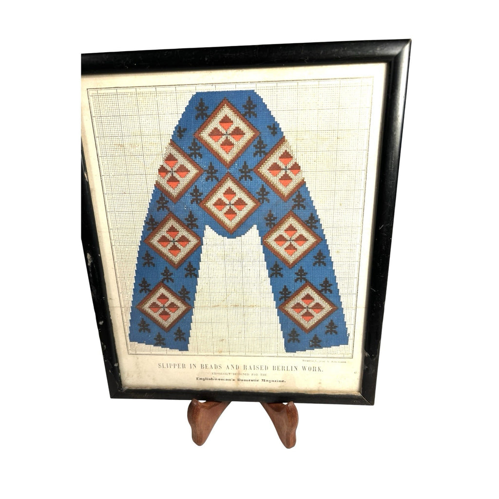 Antique Slipper in Beads and Raised Berlin Work Pattern Englishwoman's Domestic