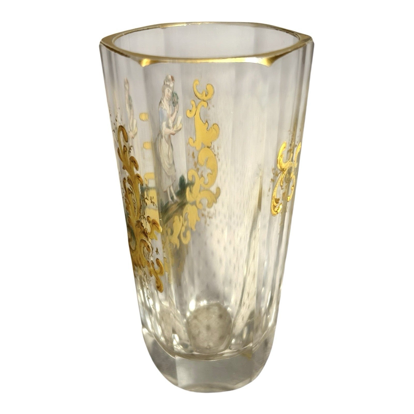 Antique Moser Six-Sided Hand Painted Cordial Glass