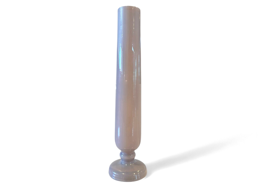 Antique Bohemian Mary Gregory Etched Purple Art Glass Bud Vase - Child Landscape