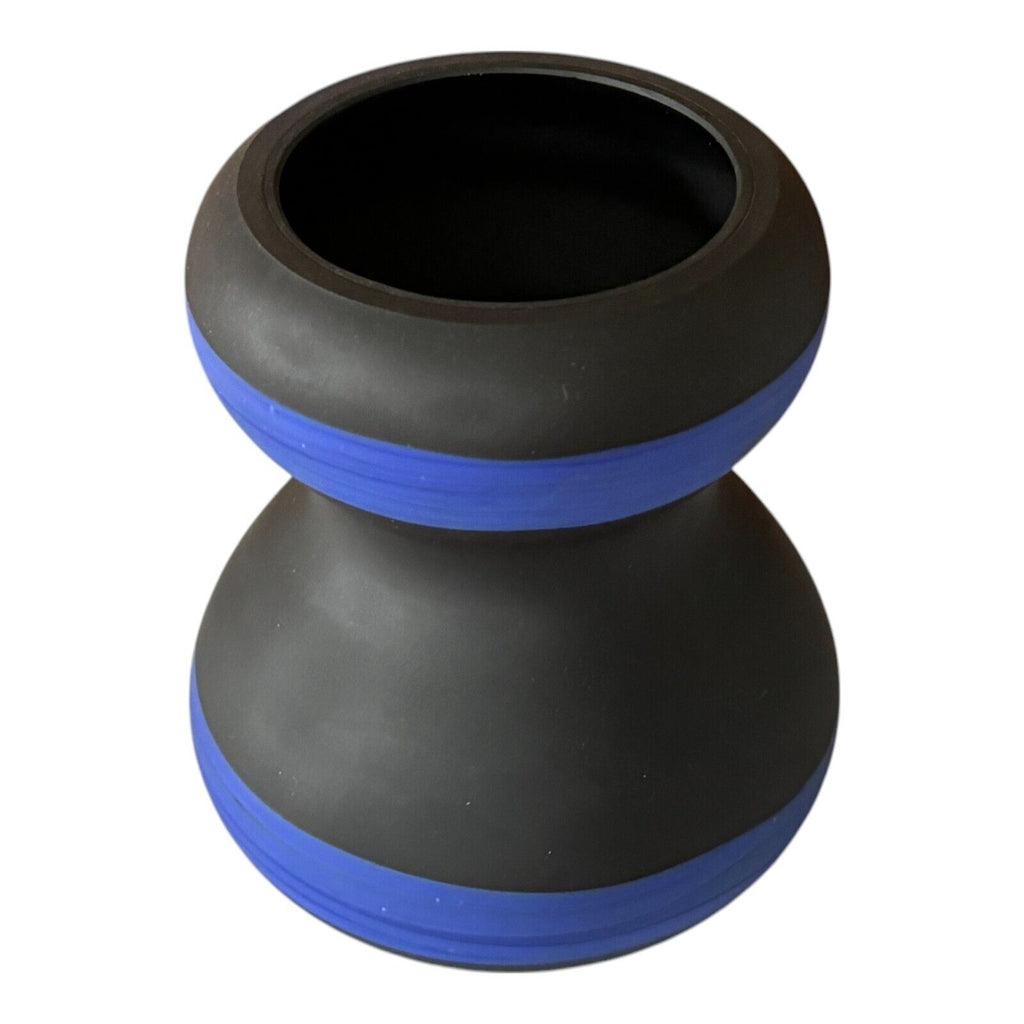 Vintage Murano Black & Blue Satin Art Glass Modernist Vases - Attr Fratelli Toso