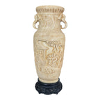 Vintage Asian Chinese Molded Composition Urn Vase with Elephant Handles