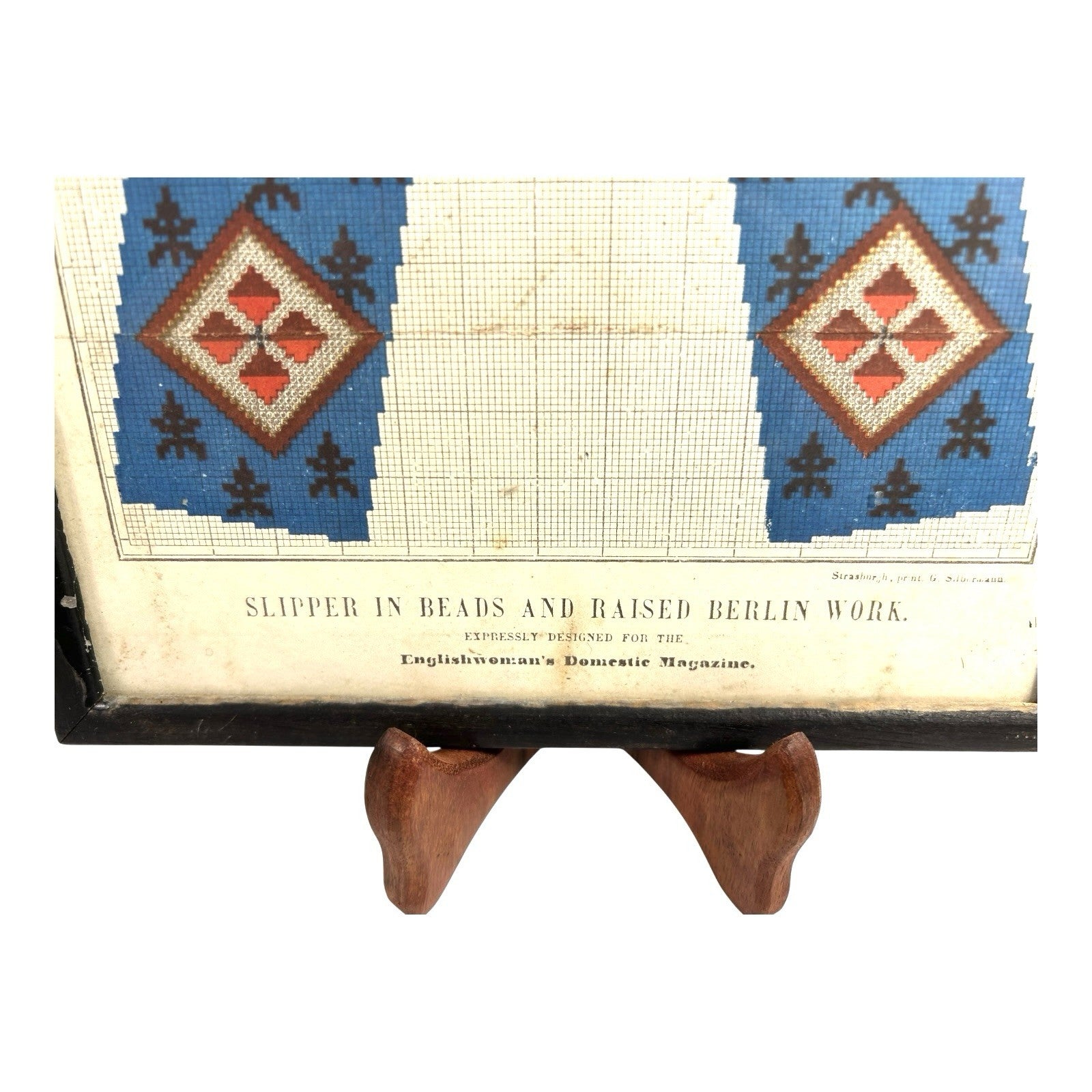Antique Slipper in Beads and Raised Berlin Work Pattern Englishwoman's Domestic