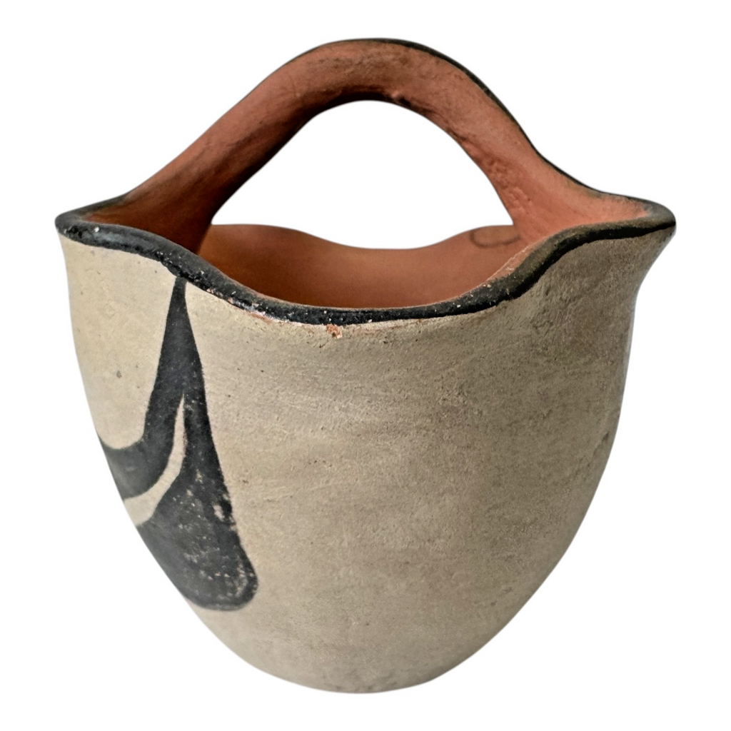 Vintage Santo Domingo Pueblo Native American Pottery Wedding Vase Basket