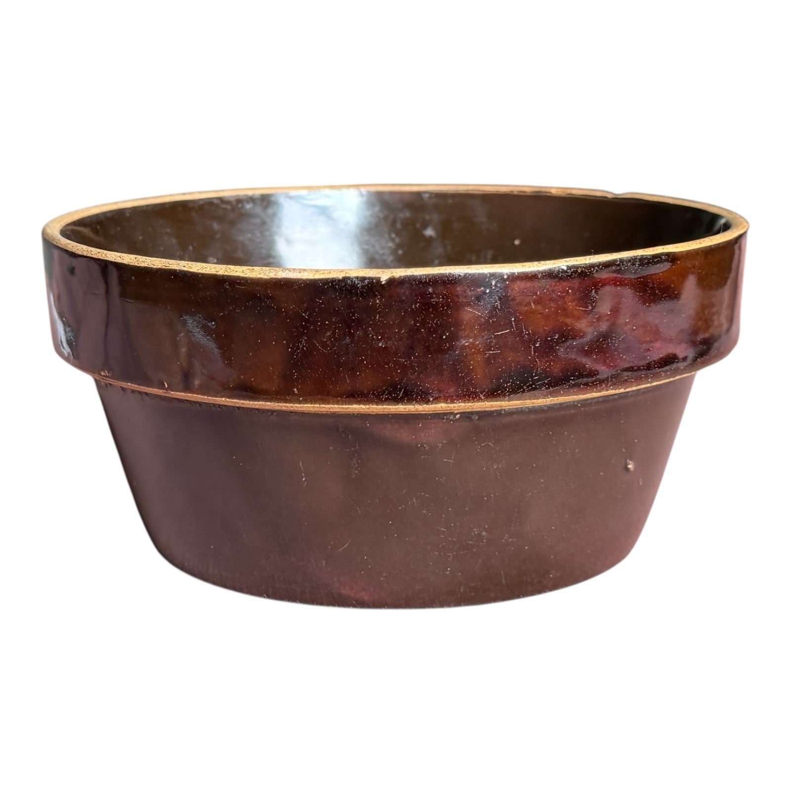 Antique Yellowware Mixing Bowl Brown Slip Glaze Stoneware - Martha Stewart Prop