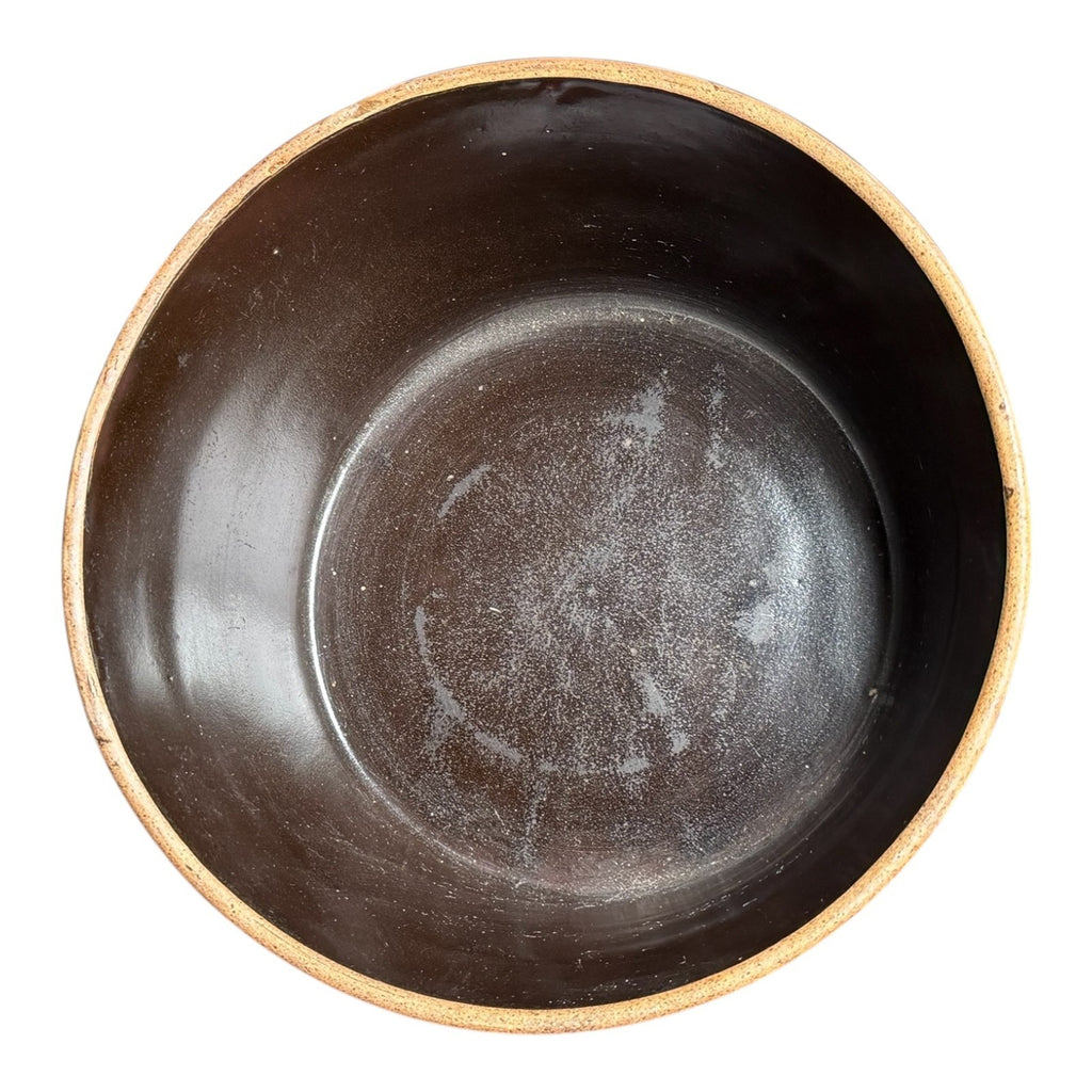 Antique Yellowware Mixing Bowl Brown Slip Glaze Stoneware - Martha Stewart Prop
