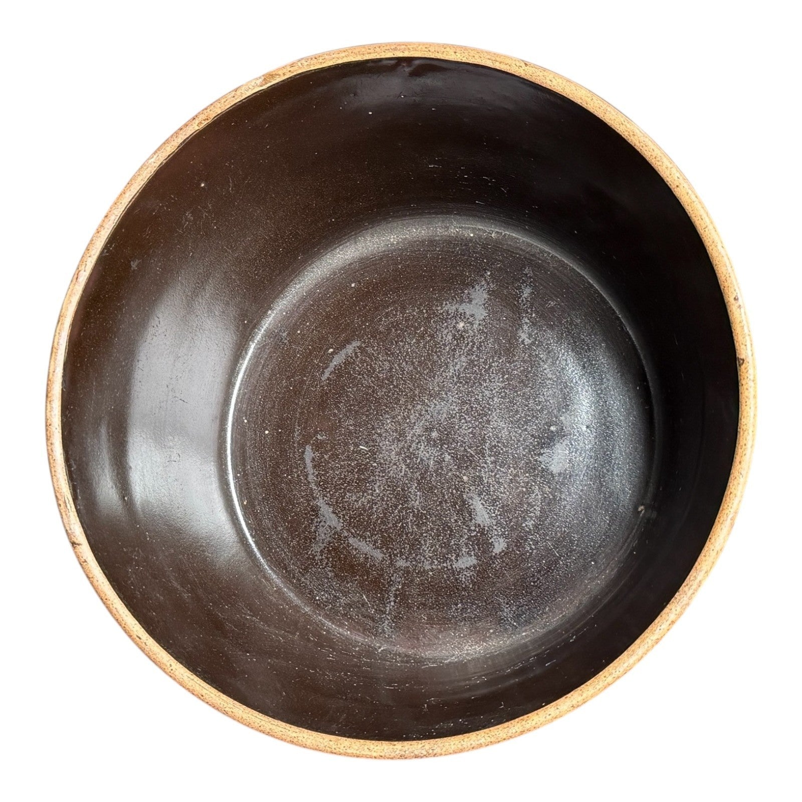 Antique Yellowware Mixing Bowl Brown Slip Glaze Stoneware - Martha Stewart Prop