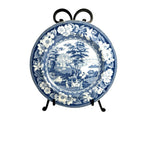 Antique Staffordshire Blue Transferware Riley Plate - Village Ladies
