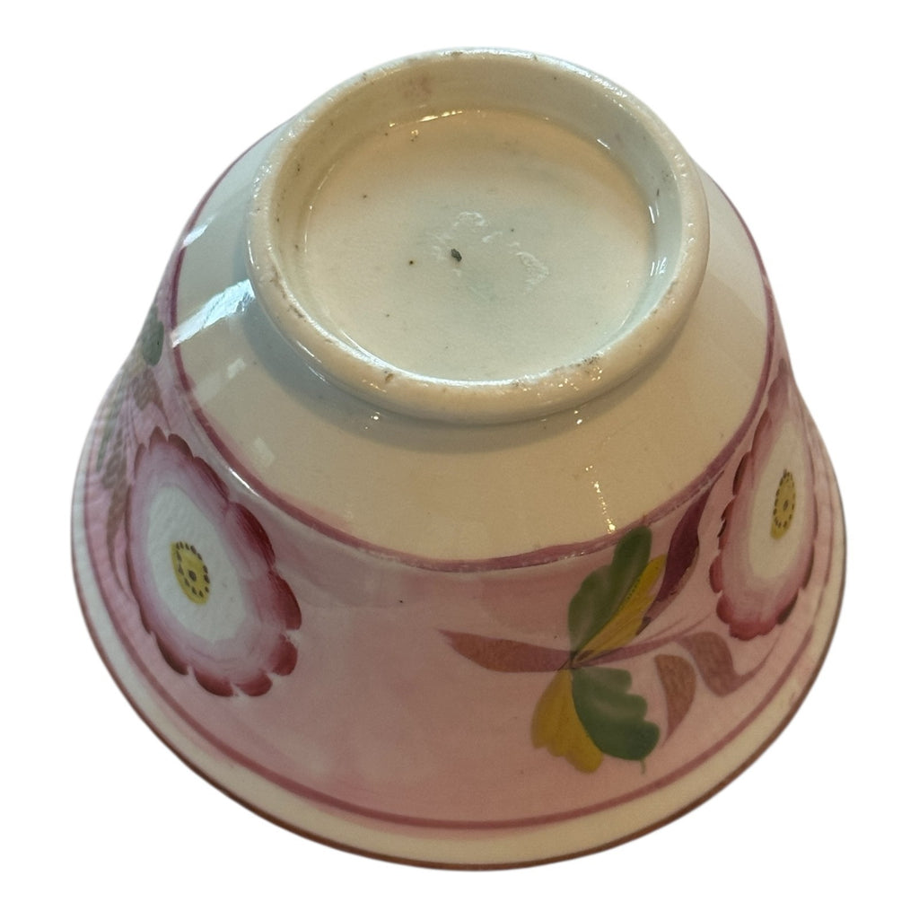 Antique Staffordshire Pink Lustre Lustreware Floral Cup & Saucer
