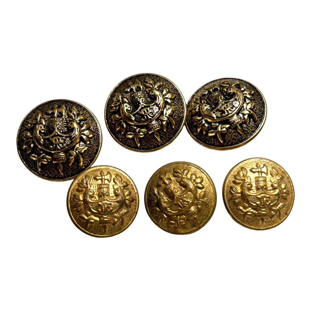 Vintage WW1 French Facing Gargoyles Fleur de Lis Brass Buttons