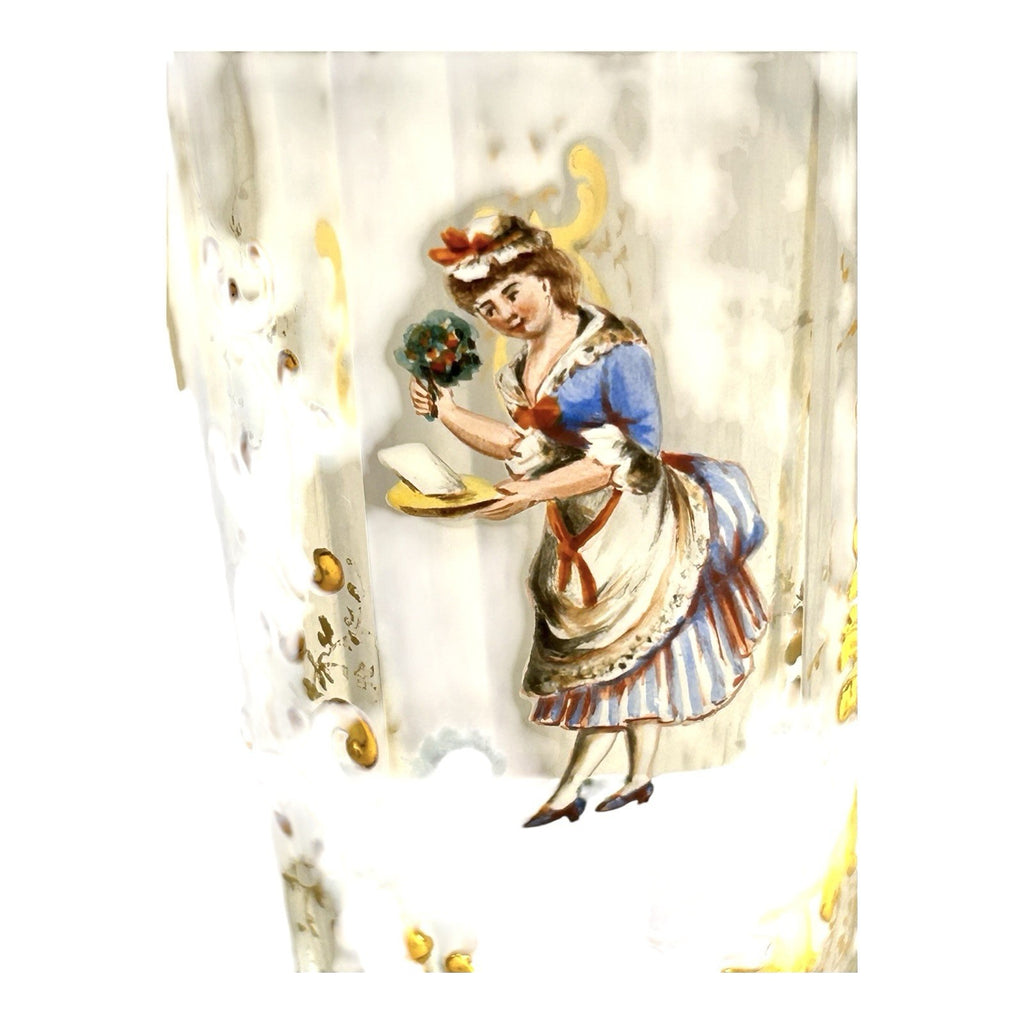 Antique Moser Six-Sided Hand Painted Cordial Glass