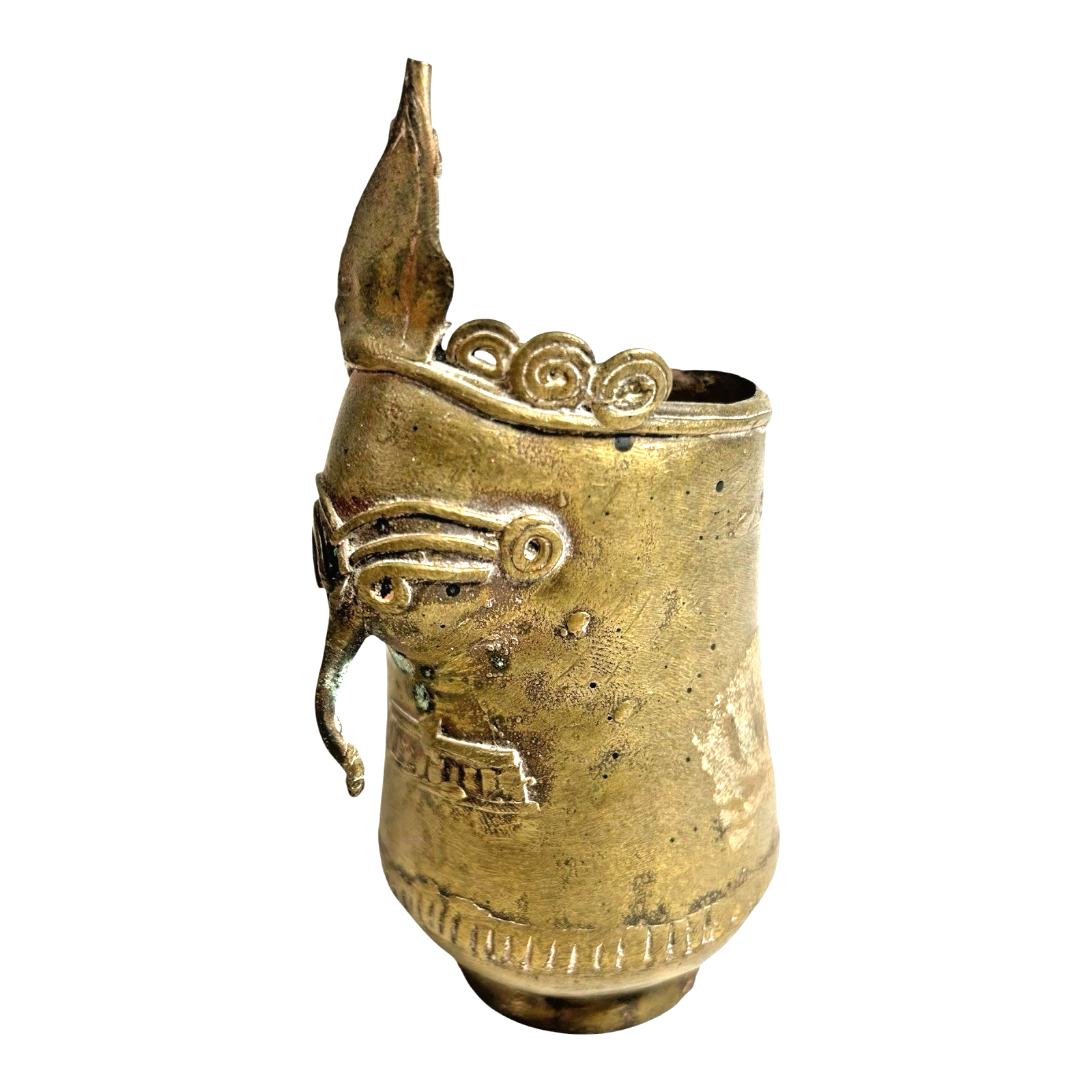 Antique Rare Asian Nepalese Gold Gilt Bronze Ganesha Ritual Cup
