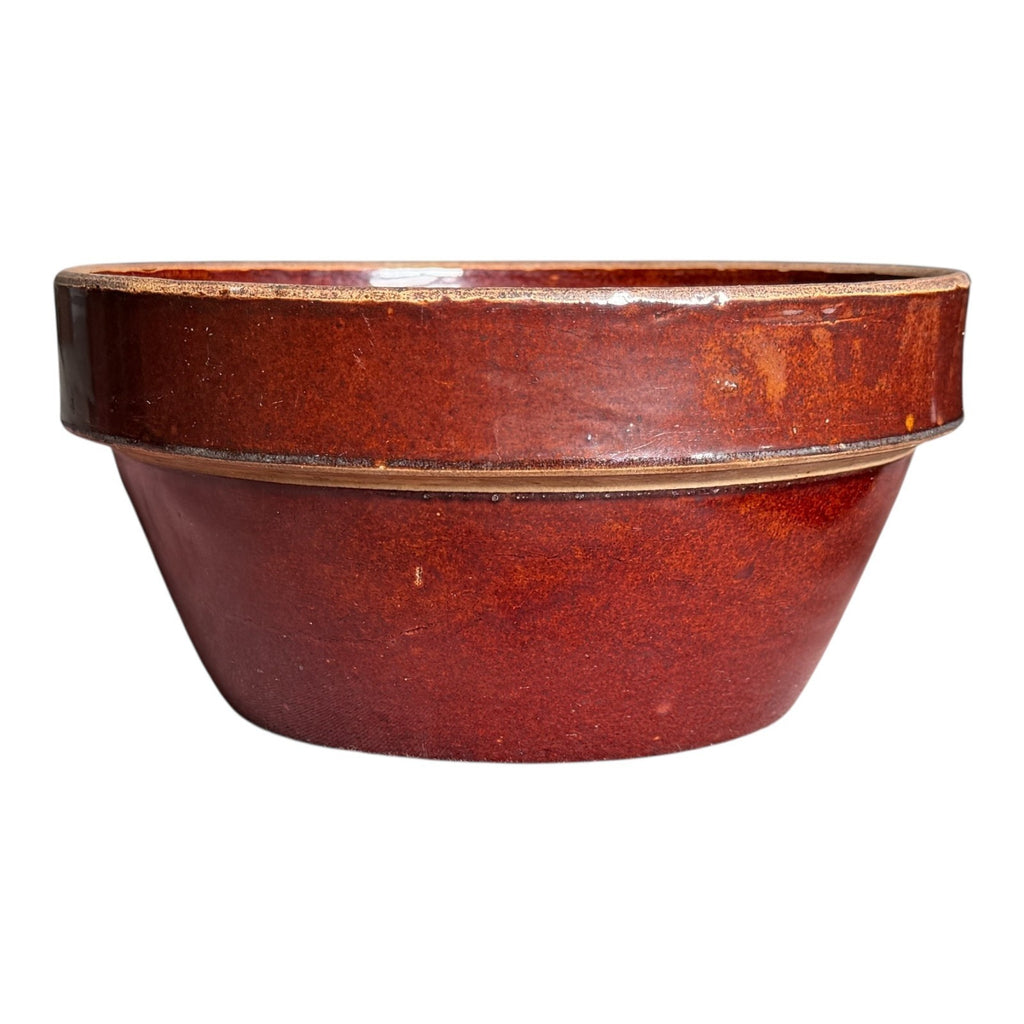 Antique Yellowware Red Brown Rockingham Glaze Mixing Bowl - Martha Stewart Prop