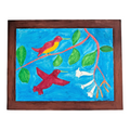 Vintage American Folk Art Primitive Outsider Art Hummingbird Painting - Signed