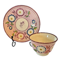 Antique Staffordshire Pink Lustre Lustreware Floral Cup & Saucer