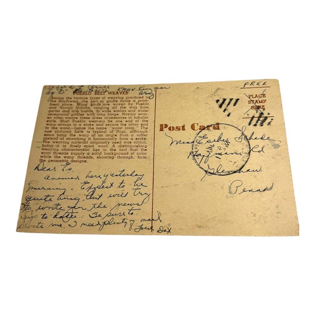 Antique Yucca Wood Pulp Native American Post Card