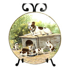 Antique TST Taylor Smith Taylor Bulldog & Puppies Portrait Plate 1929
