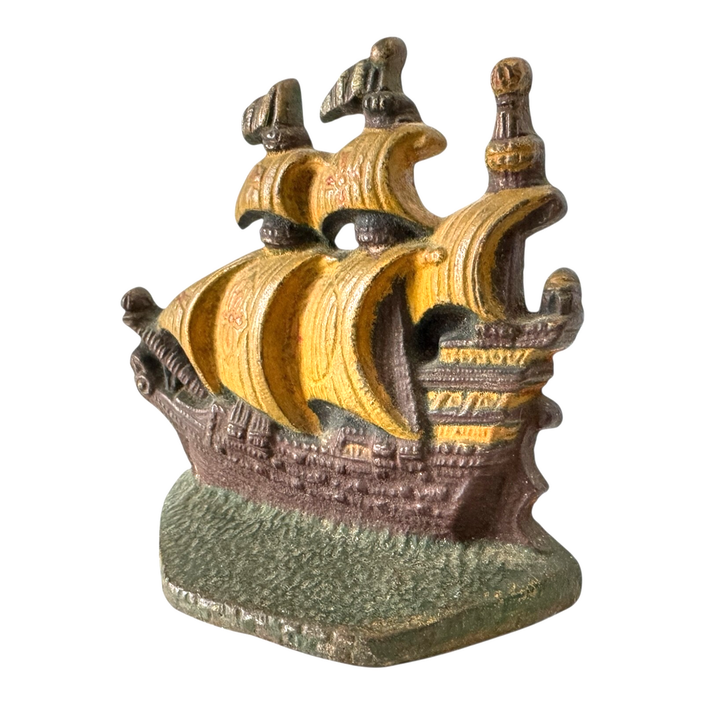 Vintage Hubley Style Cast Iron Nautical Boat Ship Doorstop