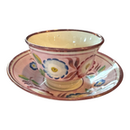 Antique Staffordshire Pink Lustre Lustreware Floral Cup & Saucer