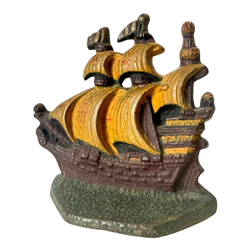 Vintage Hubley Style Cast Iron Nautical Boat Ship Doorstop