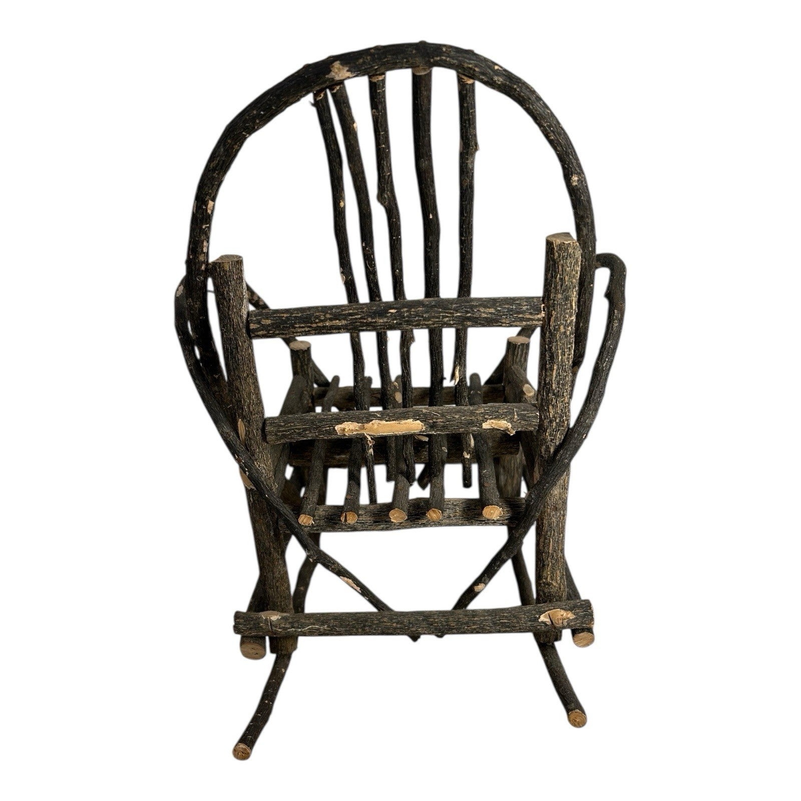 Antique Rustic Adirondack Twig Miniature Folk Art Rocking Chair